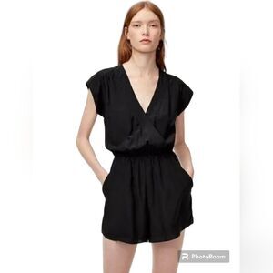 Babatton 100% Silk Black Romper XS